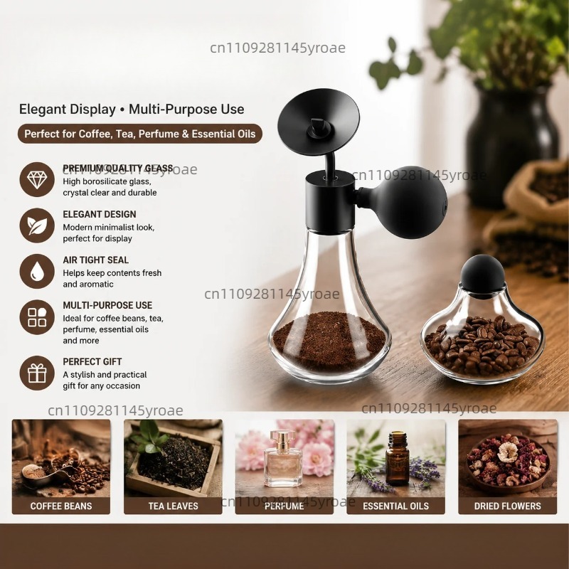 Essential Oils - ガラス製アロマサンプルボトル コーヒー豆 茶 香水 エッセンシャルオイル ディスプレイジャー