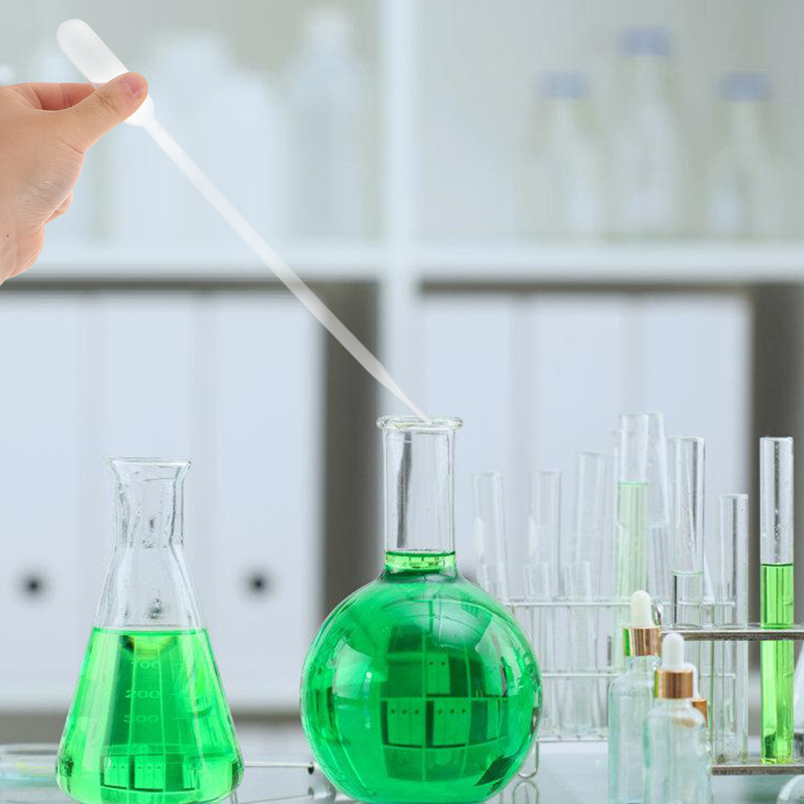 Essential Oils - 100個入り、厚みのあるプラスチック製移液ピペット、10ml、精密な液体移送に最適。実験室、エッセンシャルオイル、科学実験に。