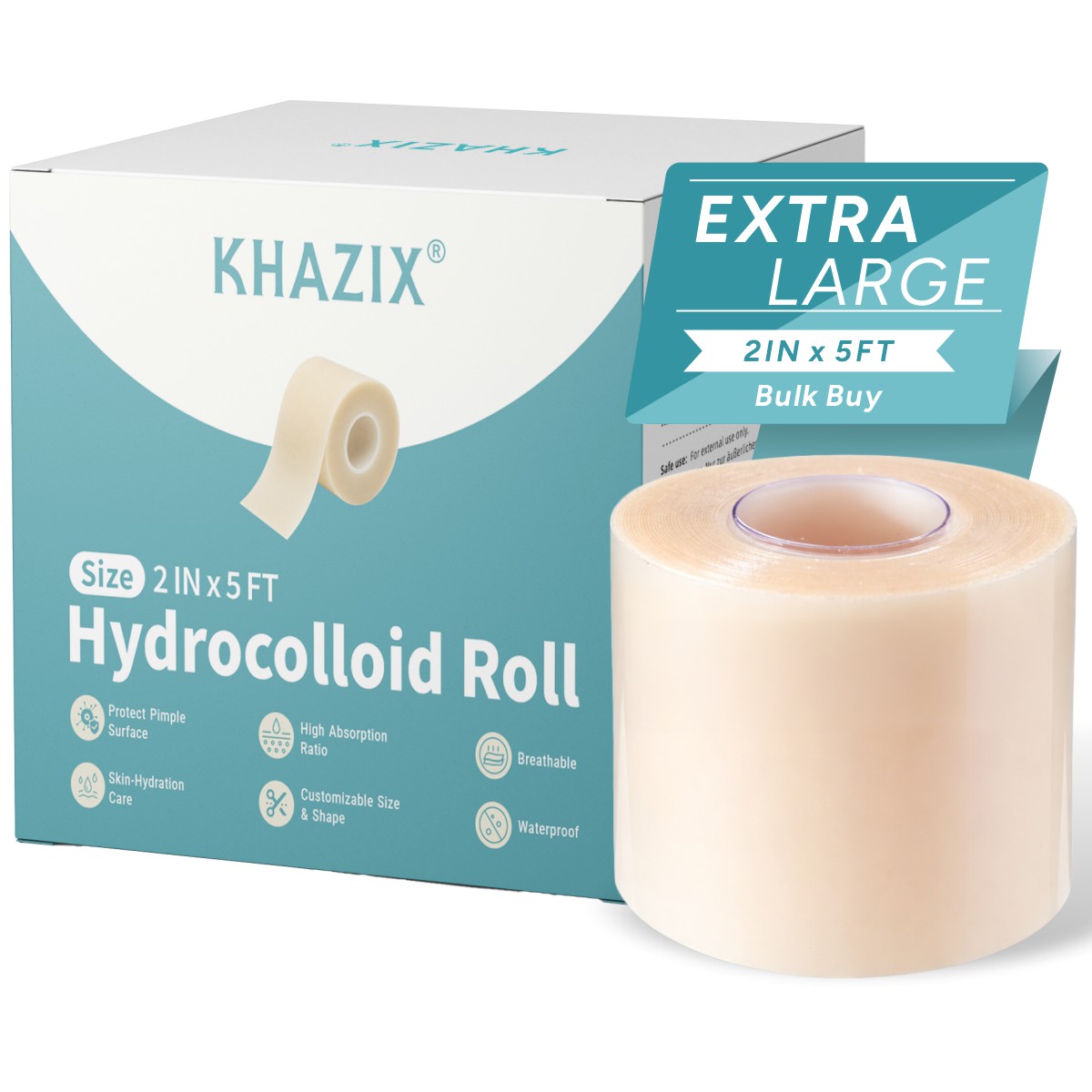 Essential Oils - KHAZIX ハイドロコロイド包帯ロール 2インチ x 5フィート カットトゥフィット創傷被覆材