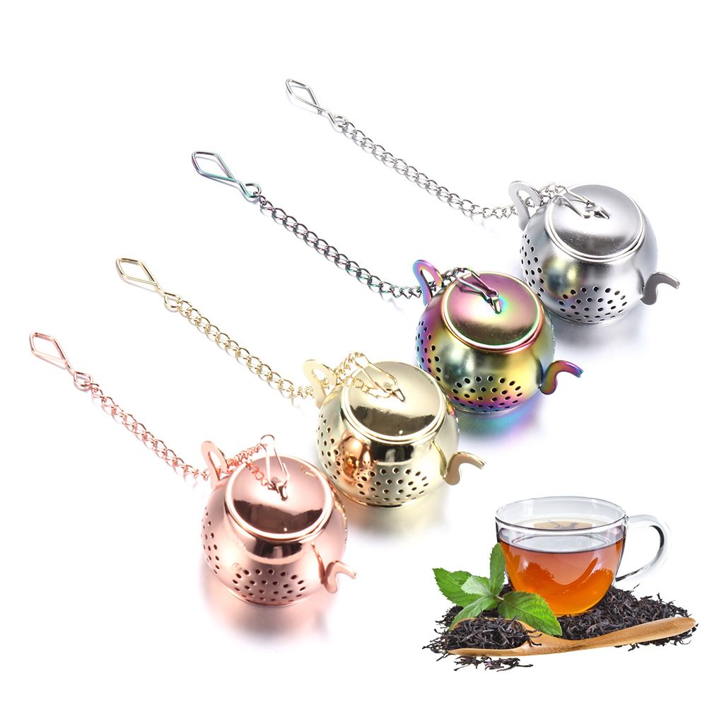 ティーポットの形をしたティーストレーナー,チェーン付き,ステ - Herbal Tea のレビューと価格