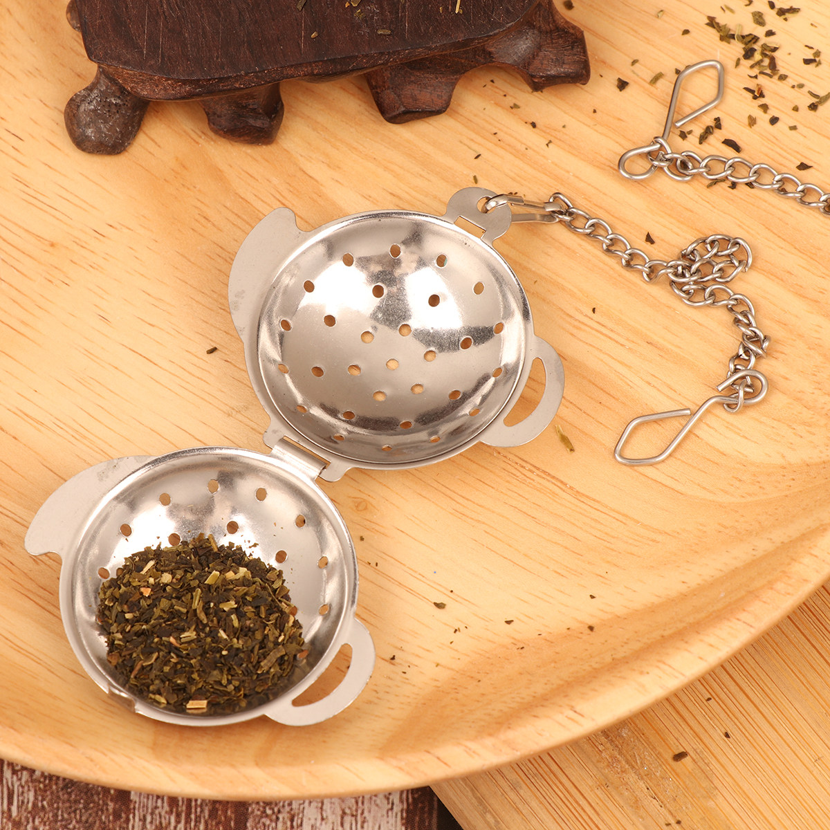 食品グレードのステンレス製茶こし2個。チェーンデザインで、カ - Chamomile Tea のレビューと価格